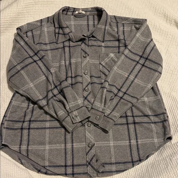 Maurices Gray Plaid Button Down Shirt - Picture 1 of 3